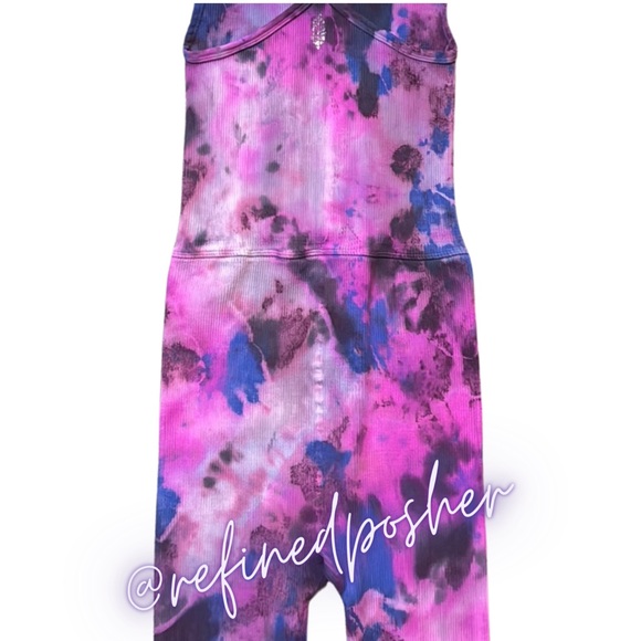 Free People Movement Happiness Runs Onesie size M/L NEW White Tie Dye - Picture 6 of 7